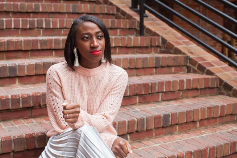 Silver Pleated Maxi & Pink Sweater